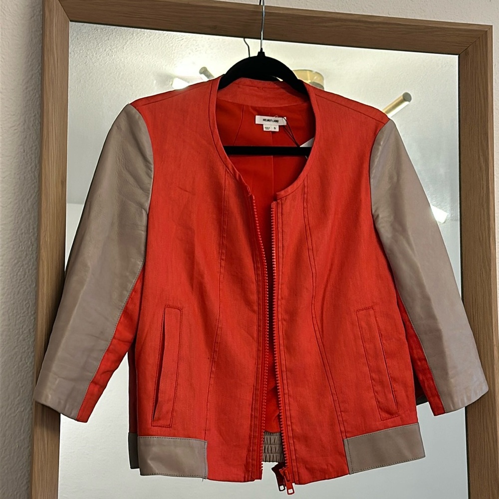 Helmut Lange linen and leather Jacket.
